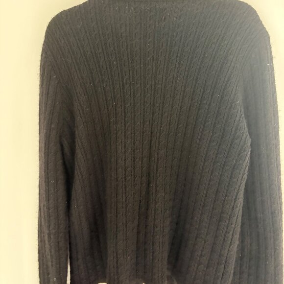 Chelsea Campbell Womens Small Black 100% Pure Wool Ribbed Cardigan w 1 button - Picture 9 of 9